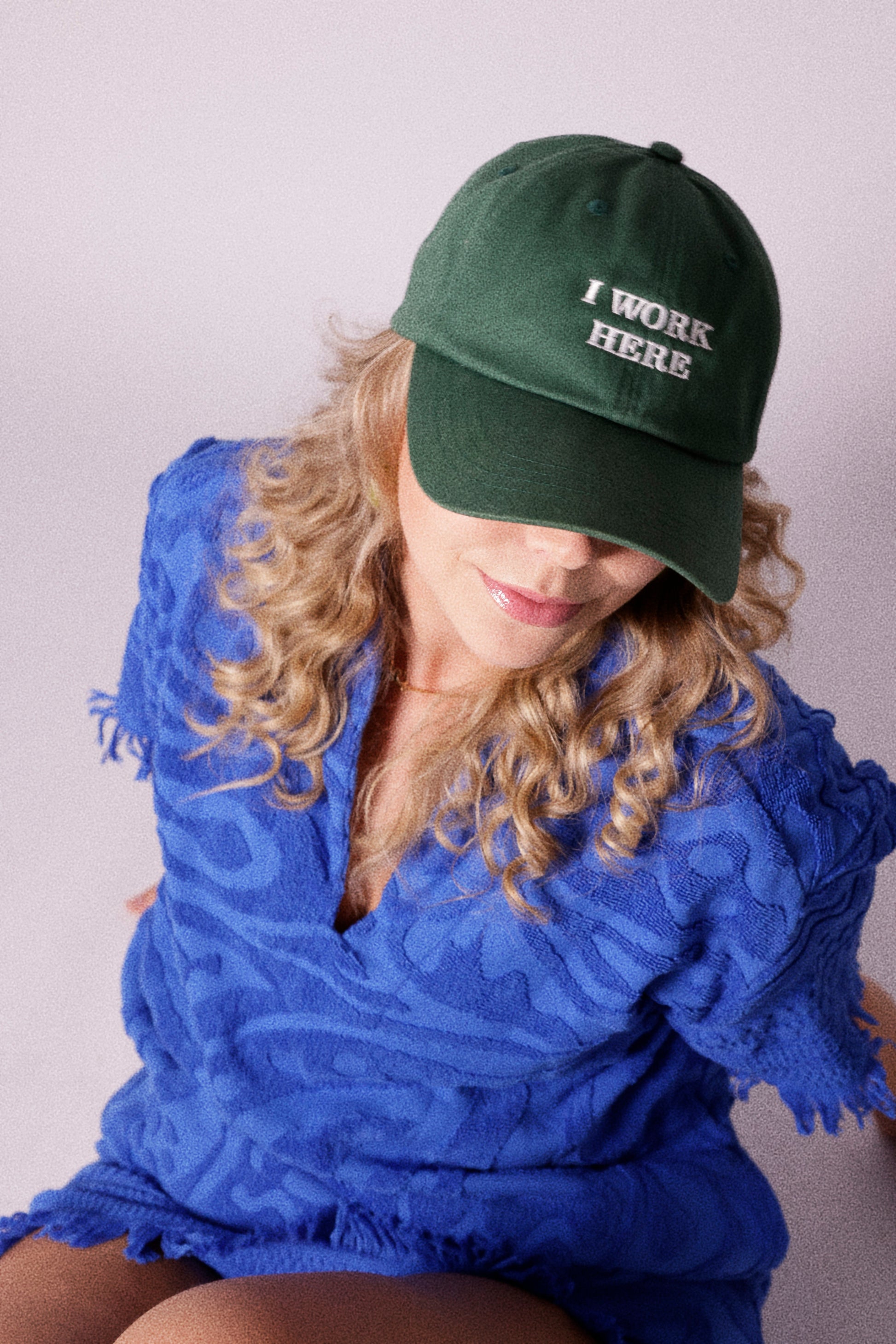 I work here Cap "Let me help" Green Dad Hat - House of Vibes